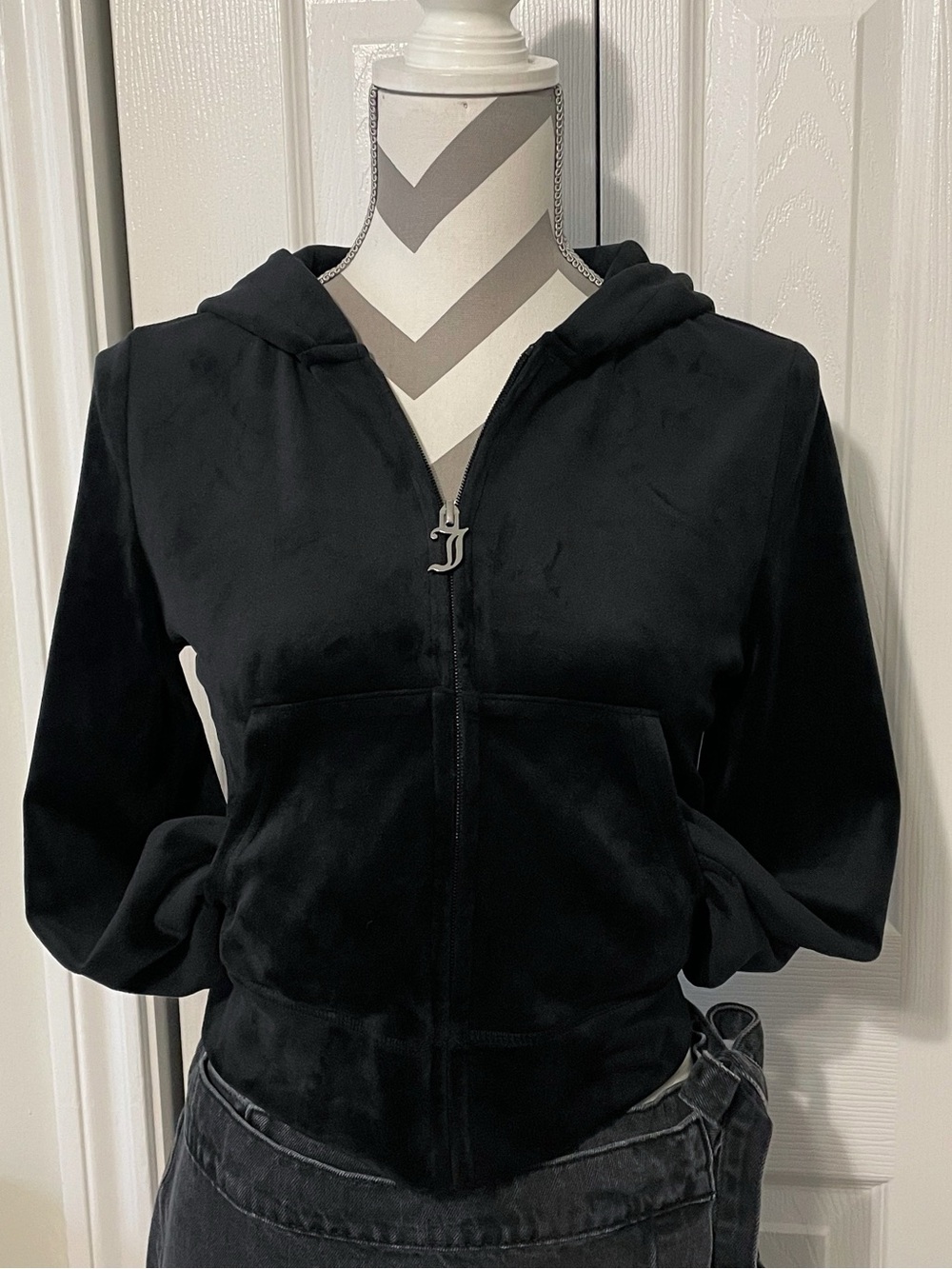 Black Juicy Couture Velour Zip Hoodie Jacket